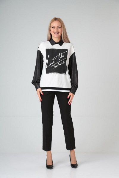 Блуза и брюки из вискозы и трикотажа со швами Gamma Gracia 535 черный-белый - фото 1