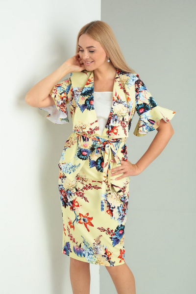 Жакет, топ, юбка Gamma Gracia 545-а желтый-синие-цветы - фото 2
