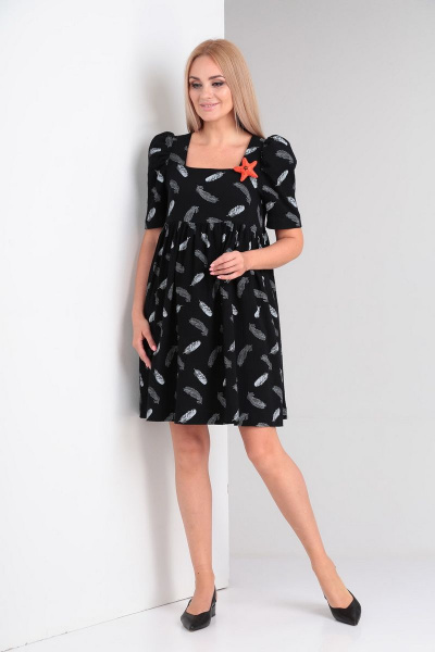 Платье Gamma Gracia 576 черный-белые-перья - фото 1