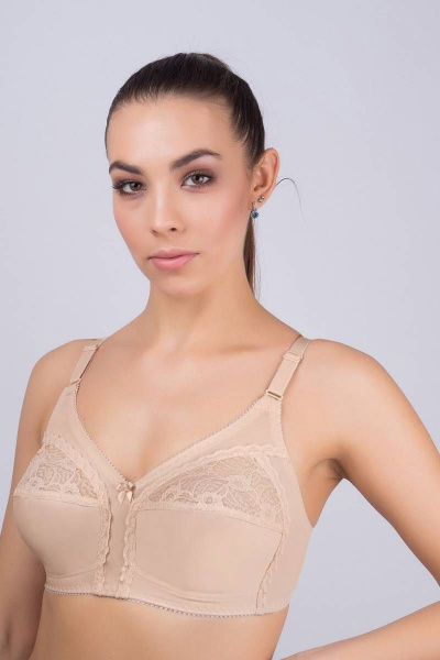Бюстгальтер бежевый трикотаж, комфорт и стиль Verally 213-6 серебристый пион - фото 3