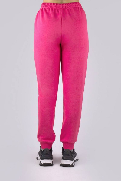 Брюки из футера с начесом и высокой посадкой в нежных оттенках Verally 449-1 фуксия - фото 3