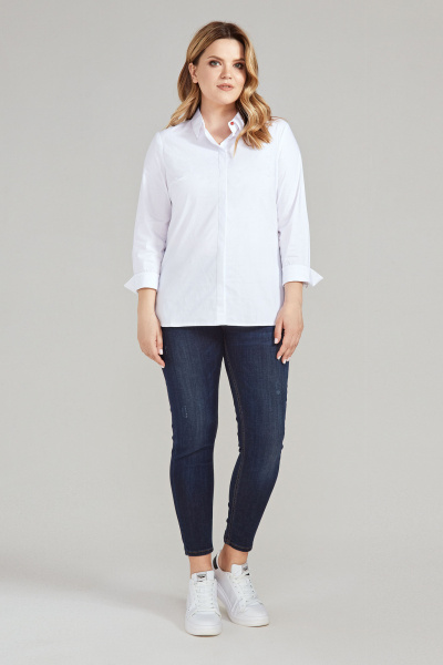 Блуза из хлопка для делового и повседневного стиля Панда 40443z белый - фото 1