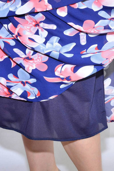 Мультиколор платье с шифоновым верхом и воланами Needle 453/3 - фото 5