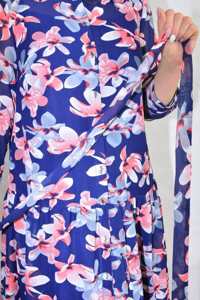 Мультиколор платье с шифоновым верхом и воланами Needle 453/3 - фото 4