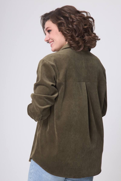 Блуза свободного силуэта с накладным карманом для повседневной носки Zlata 4415 хаки - фото 6