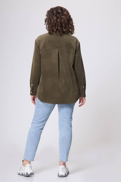 Блуза свободного силуэта с накладным карманом для повседневной носки Zlata 4415 хаки - фото 4