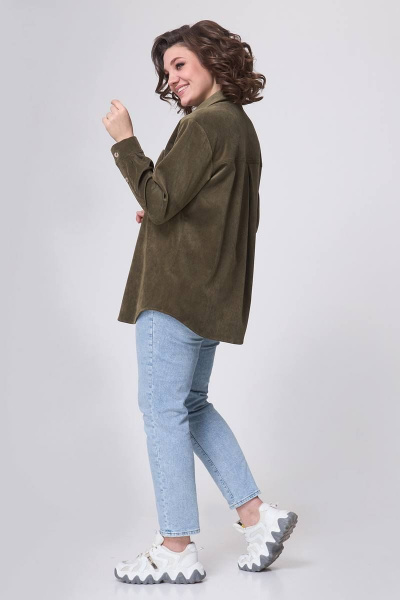 Блуза свободного силуэта с накладным карманом для повседневной носки Zlata 4415 хаки - фото 3