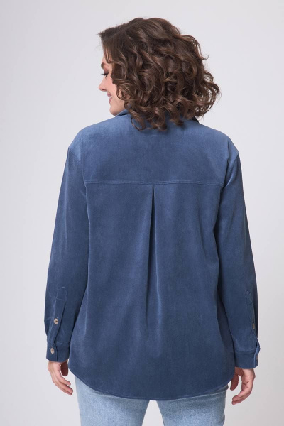 Блуза свободного силуэта с накладным карманом для повседневной носки Zlata 4415 голубика - фото 6