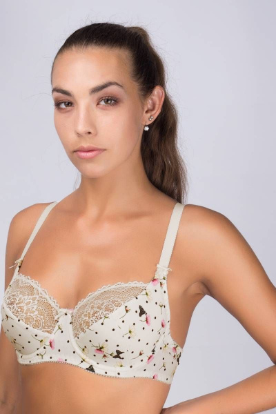 Бюстгальтер на каждый день из кружева и трикотажа белый Verally 274-4 нежность - фото 2