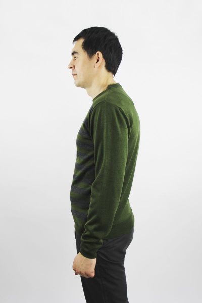 Джемпер прямой силуэт вязаный трикотажный Полесье С5049-21 1С1119-Д43 170,176 олива+т.оливковый - фото 3