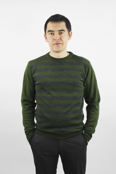 Джемпер прямой силуэт вязаный трикотажный Полесье С5049-21 1С1119-Д43 170,176 олива+т.оливковый - фото 1