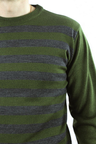 Джемпер прямой силуэт вязаный трикотажный Полесье С5049-21 1С1120-Д43 170,176 олива+т.оливковый - фото 4