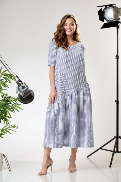 Платье Anastasia 840 серо-синий - фото 3