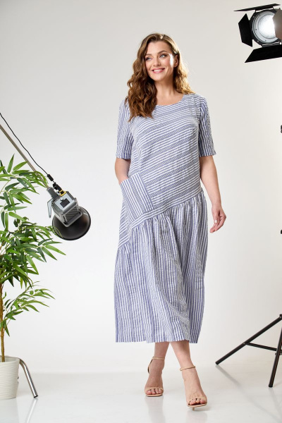 Платье Anastasia 840 серо-синий - фото 2