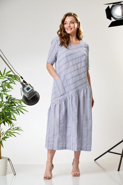 Платье Anastasia 840 серо-синий - фото 1