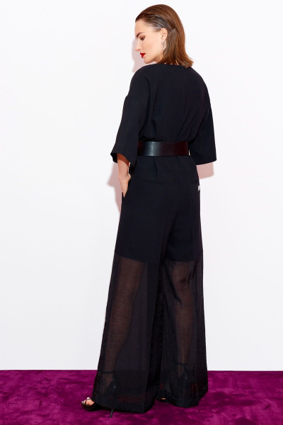 Черный нарядный комбинезон из текстиля без пояса BURVIN 8373-41 - фото 2