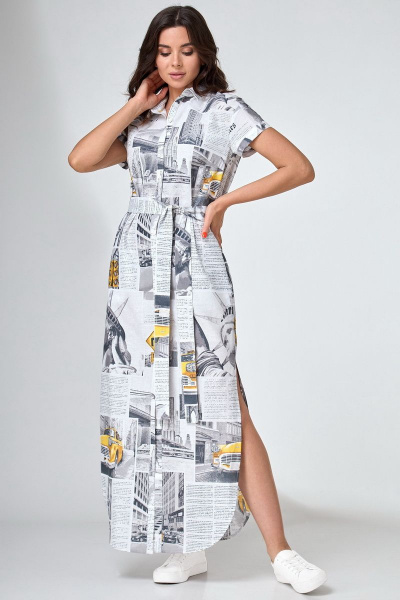 Платье прямого силуэта с карманами и съемным поясом Angelina & Сompany 732 - фото 3