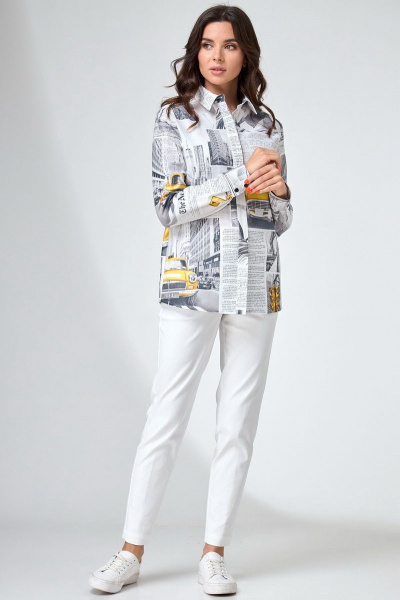 Блуза из хлопка с принтом и стандартным длиной рукава Angelina & Сompany 733 - фото 3