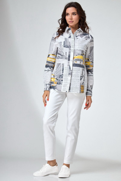 Летний комплект из хлопка: блуза с принтом и зауженные брюки Angelina & Сompany 735 - фото 5