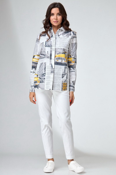 Летний комплект из хлопка: блуза с принтом и зауженные брюки Angelina & Сompany 735 - фото 4