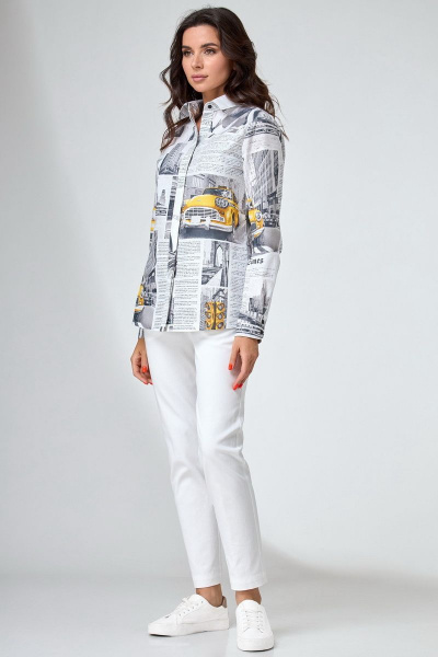 Летний комплект из хлопка: блуза с принтом и зауженные брюки Angelina & Сompany 735 - фото 3