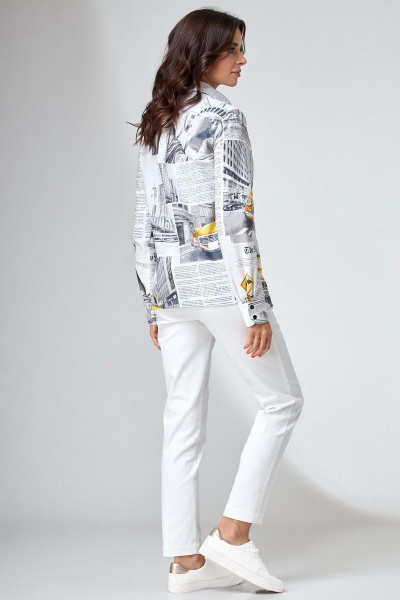 Летний комплект из хлопка: блуза с принтом и зауженные брюки Angelina & Сompany 735 - фото 2