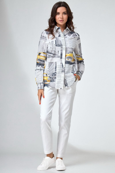 Летний комплект из хлопка: блуза с принтом и зауженные брюки Angelina & Сompany 735 - фото 1