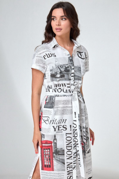 Платье из хлопка с застежкой и встречными складками Angelina & Сompany 736 - фото 6