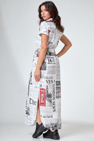 Платье из хлопка с застежкой и встречными складками Angelina & Сompany 736 - фото 5