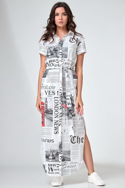 Платье из хлопка с застежкой и встречными складками Angelina & Сompany 736 - фото 4