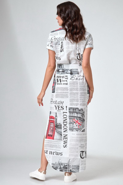 Платье из хлопка с застежкой и встречными складками Angelina & Сompany 736 - фото 2