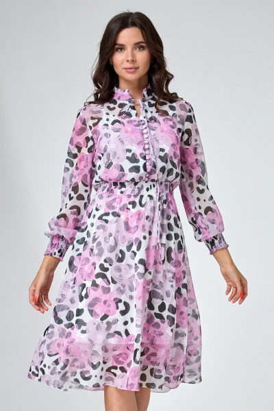 Платье А-силуэта из шифона с рюшей и завязками Angelina & Сompany 737 - фото 5