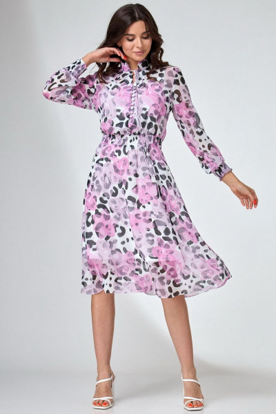 Платье А-силуэта из шифона с рюшей и завязками Angelina & Сompany 737 - фото 3