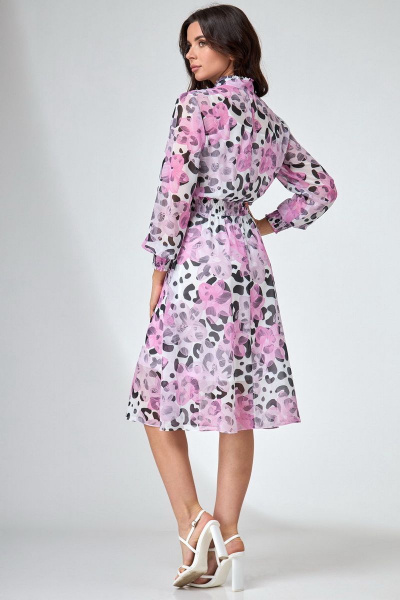 Платье А-силуэта из шифона с рюшей и завязками Angelina & Сompany 737 - фото 2