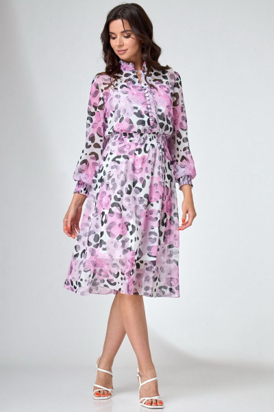 Платье А-силуэта из шифона с рюшей и завязками Angelina & Сompany 737 - фото 1