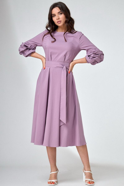 Полуприлегающее платье из хлопка с нагрудными вытачками Angelina & Сompany 738 - фото 4