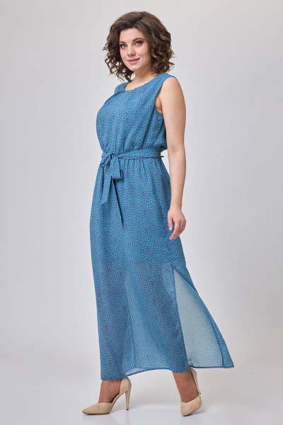 Демисезонное прилегающее платье без подклада с молнией Zlata 4191 синий - фото 2