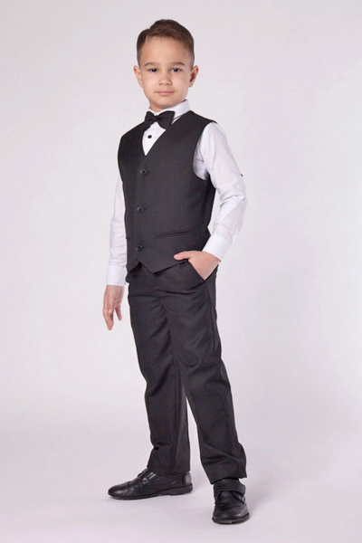 Классический деловой костюм для мальчиков жилет брюки Франтишка Ш-25-83.2-20с-15-с78 черный - фото 1
