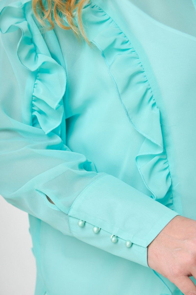 Блуза и топ с рюшей и фигурным низом Anelli 1243 мята - фото 4