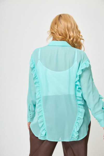 Блуза и топ с рюшей и фигурным низом Anelli 1243 мята - фото 2