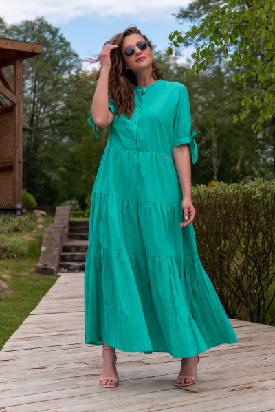 Летнее платье трапеция с лифом на пуговицах и короткими рукавами Andina 806 мята - фото 11