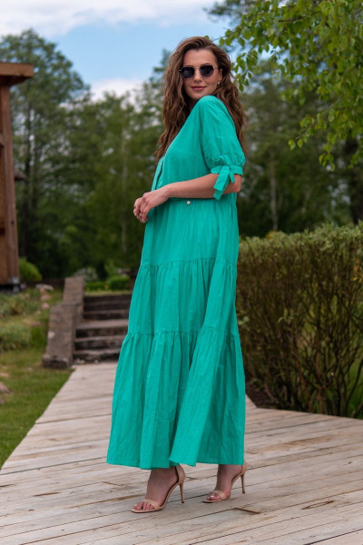 Летнее платье трапеция с лифом на пуговицах и короткими рукавами Andina 806 мята - фото 8