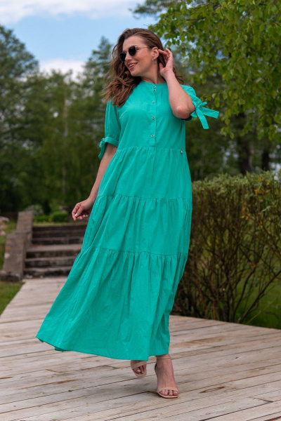 Летнее платье трапеция с лифом на пуговицах и короткими рукавами Andina 806 мята - фото 6