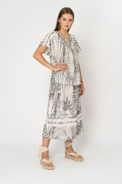 Юбка бежевый летняя из вискозы и текстиля Elema 4К-11914-1-170 принт - фото 1