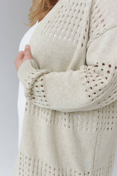 Кардиган женский прямой из хлопка с узором для демисезона Romgil 738ЛТЗ светло-бежевый - фото 3