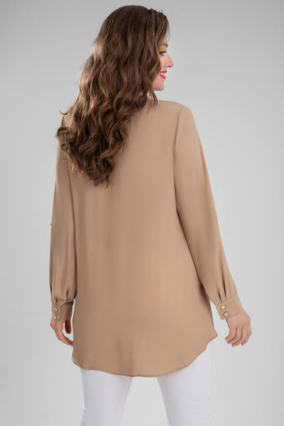 Бежевый свободный блузка с вышивкой и объемным силуэтом Urs 22-937-1 - фото 3