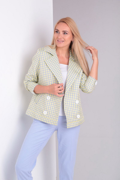 Брюки, жакет Gamma Gracia 447-а лаванда-желтый-голубой-цветок - фото 3