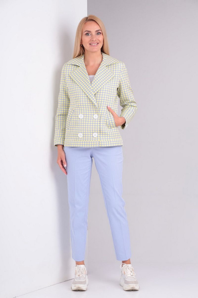 Брюки, жакет Gamma Gracia 447-а лаванда-желтый-голубой-цветок - фото 1