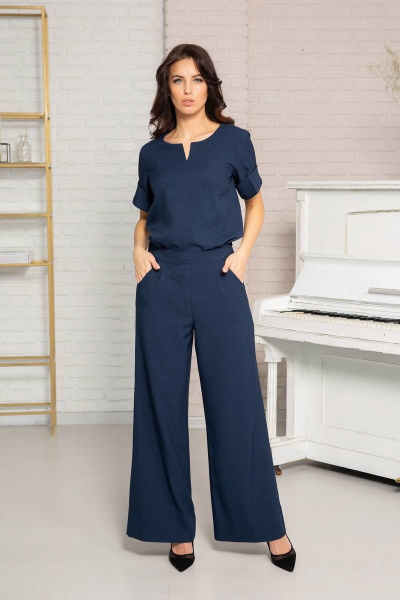 Блуза, брюки DoMira 03-140/04-39 т.синий - фото 2