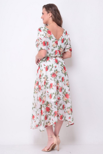 Платье Michel chic 2099 белый-розы - фото 7